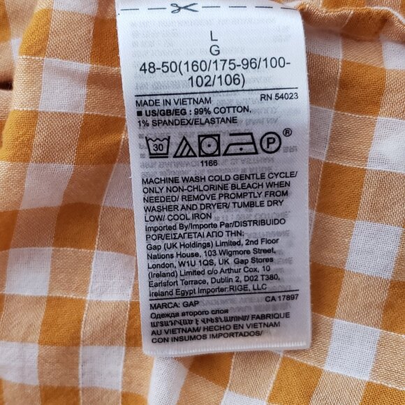 GAP Yellow Gingham‎ Ruched Sleeve Top SZ L - Picture 8 of 10